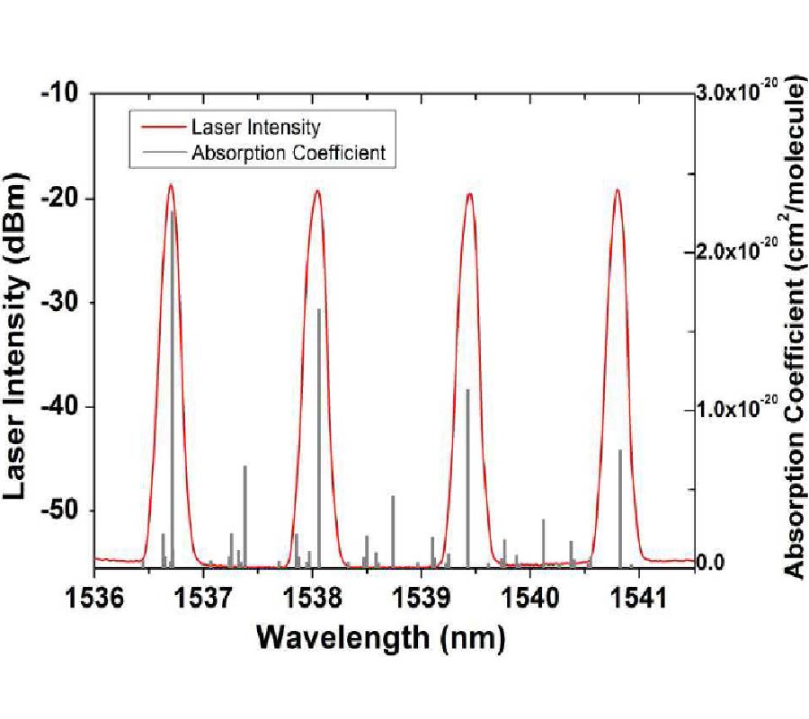 DETECTION OF GAS CONCENTRATION BY CORRELATION SPECTROSCOPY USING A MULTI-WAVELENGTH FIBER LASER