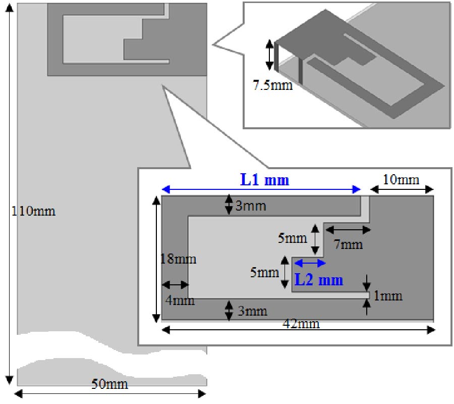 A PENTA-BAND PLANAR INVERTED-F ANTENNA FOR MOBILE PHONE APPLICATION USING LC-TANK-STACKED NETWORK