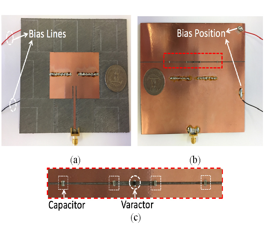 A COMPACT SINGLE-ELEMENT PATTERN RECONFIGURABLE ANTENNA WITH WIDE-ANGLE SCANNING TUNED BY A SINGLE VARACTOR