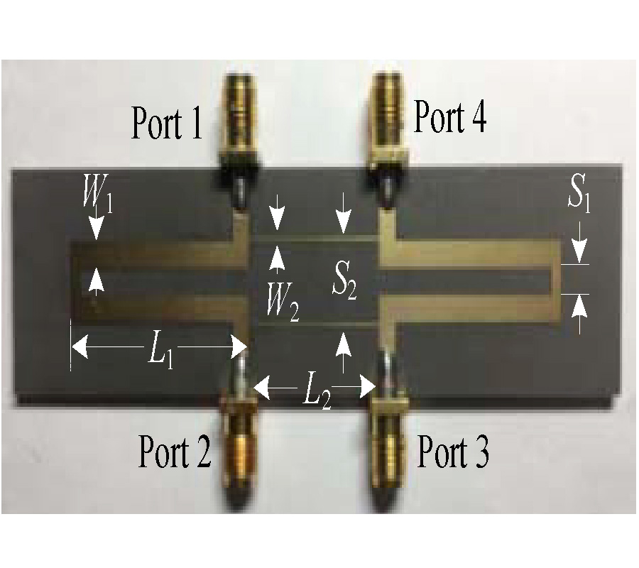 COMPACT DIRECTIONAL COUPLED-LINE COUPLER WITH INDEPENDENT POWER DIVISION RATIOS AT DUAL BANDS